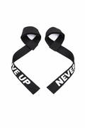 Curele Fitness pentru Ridicări Greutăți „Never Give Up” – Set 2 Bucăți, Model Non-Slip, Negre