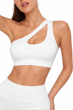 Bustieră Sport Asimetrică pentru Femei – Model One Shoulder, Alb