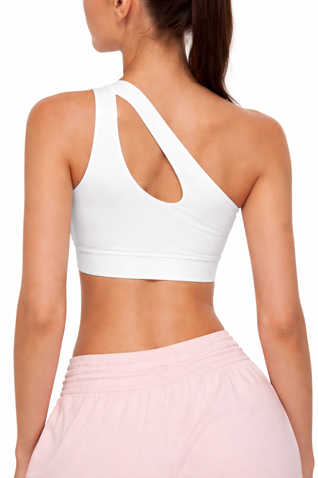 Bustieră Sport Asimetrică pentru Femei – Model One Shoulder, Alb